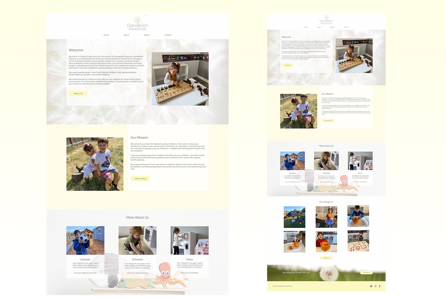 Dandelion Daycare Website Design
